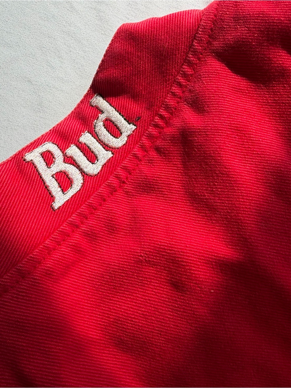 Budweiser Red and Cream Racing-Style Jacket - Picture 4 of 6
